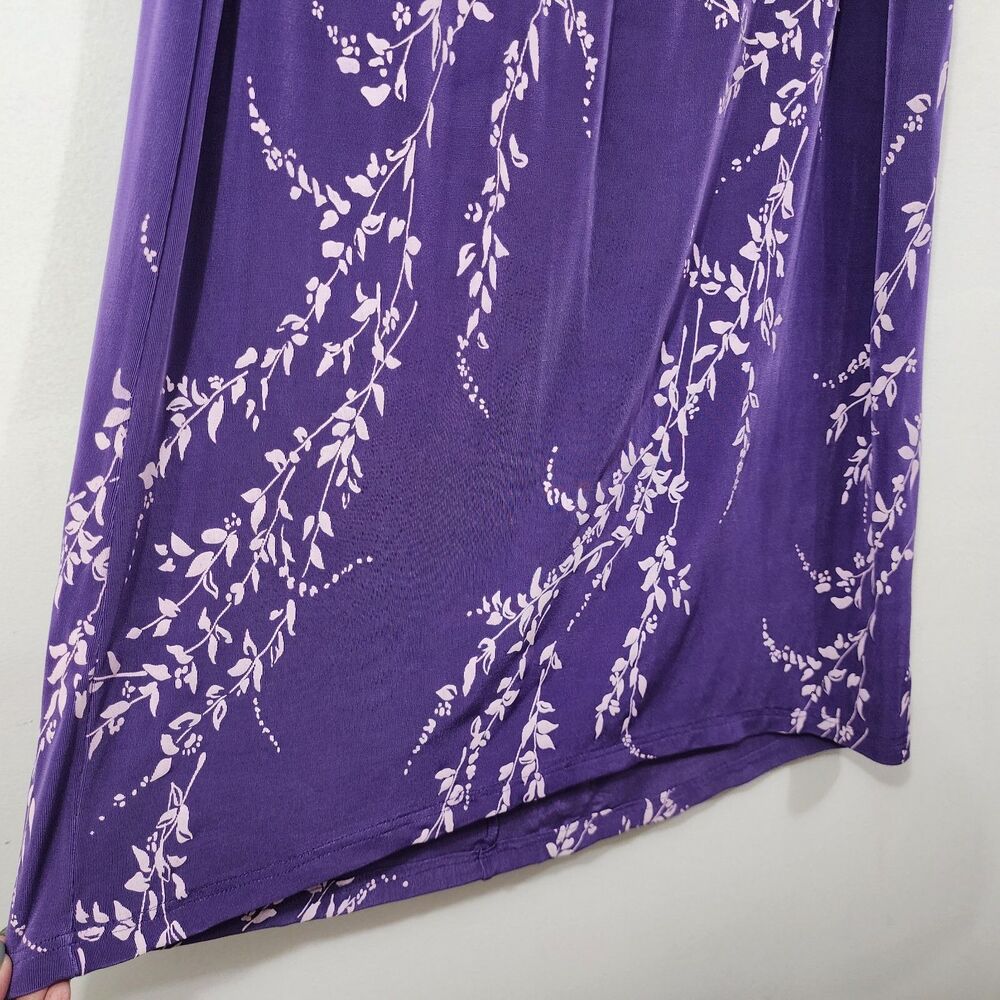 Citiknits Purple Floral Slinky Textured Midi Skirt Stretch Plus 2X Whimsygoth - Picture 3 of 10
